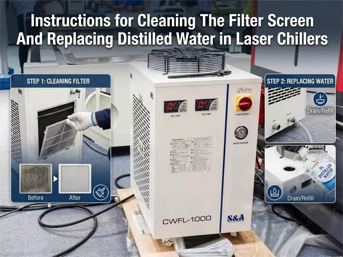 Instructions for Cleaning The Filter Screen And Replacing Distilled Water in Laser Chillers.webp